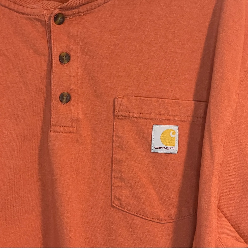 Carhartt Orange Heavyweight Henley Short Sleeve Tee View 3